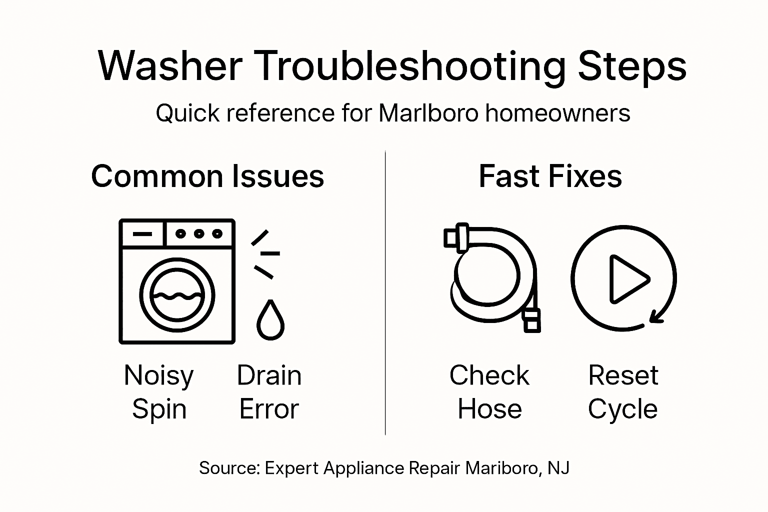 Infographic of washer troubleshooting steps and fixes
