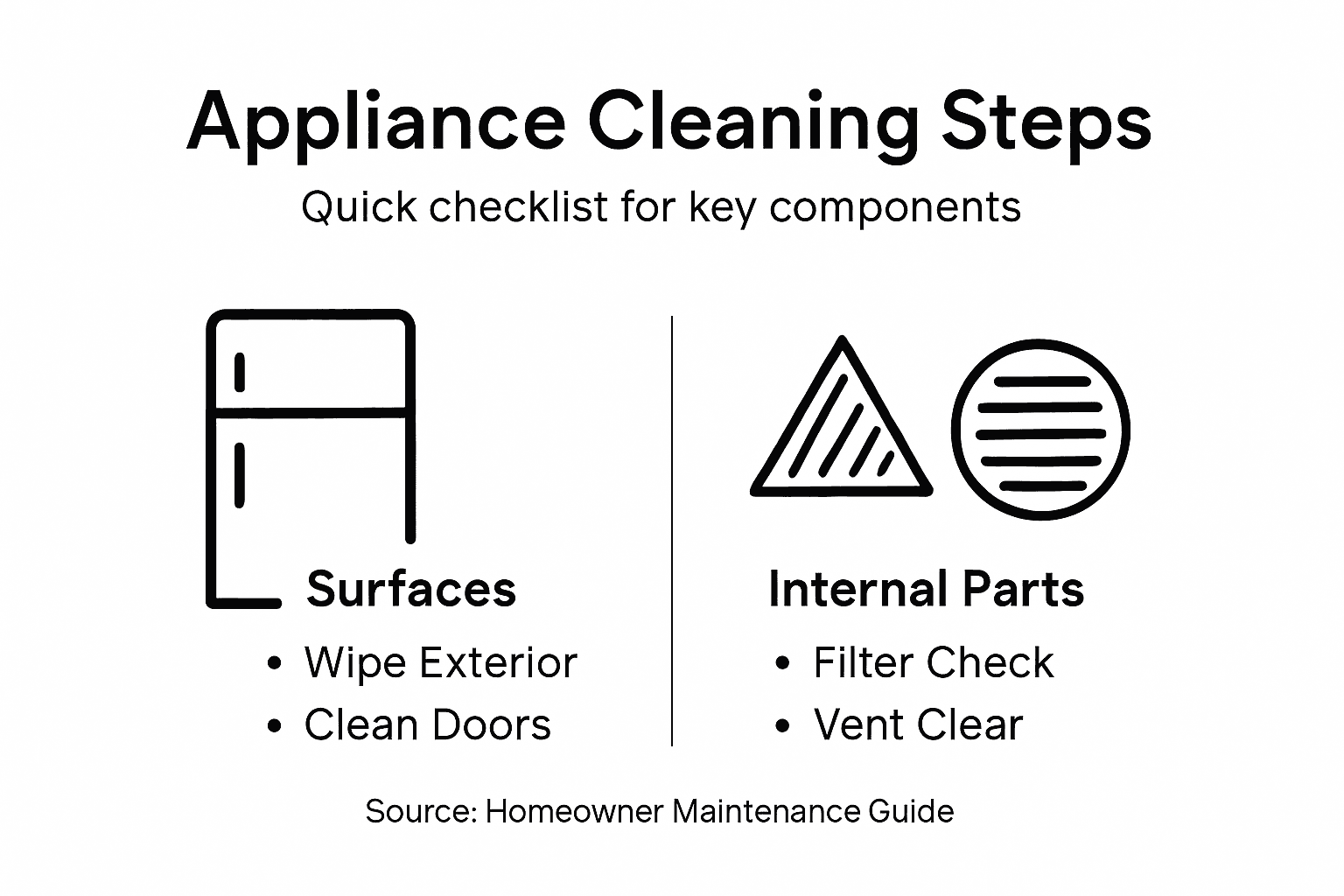 Infographic cleaning checklist for appliances