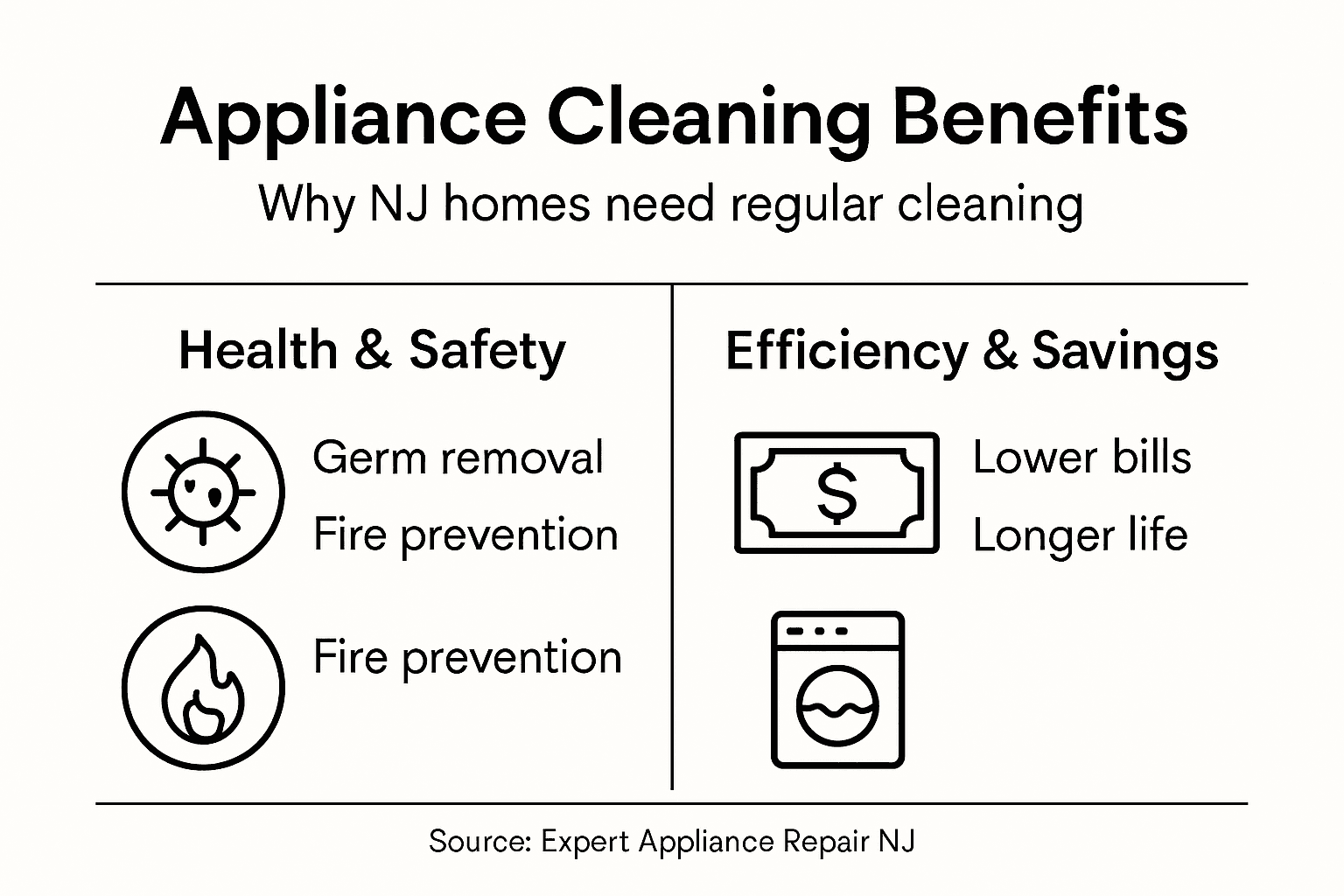 Infographic showing appliance cleaning benefits