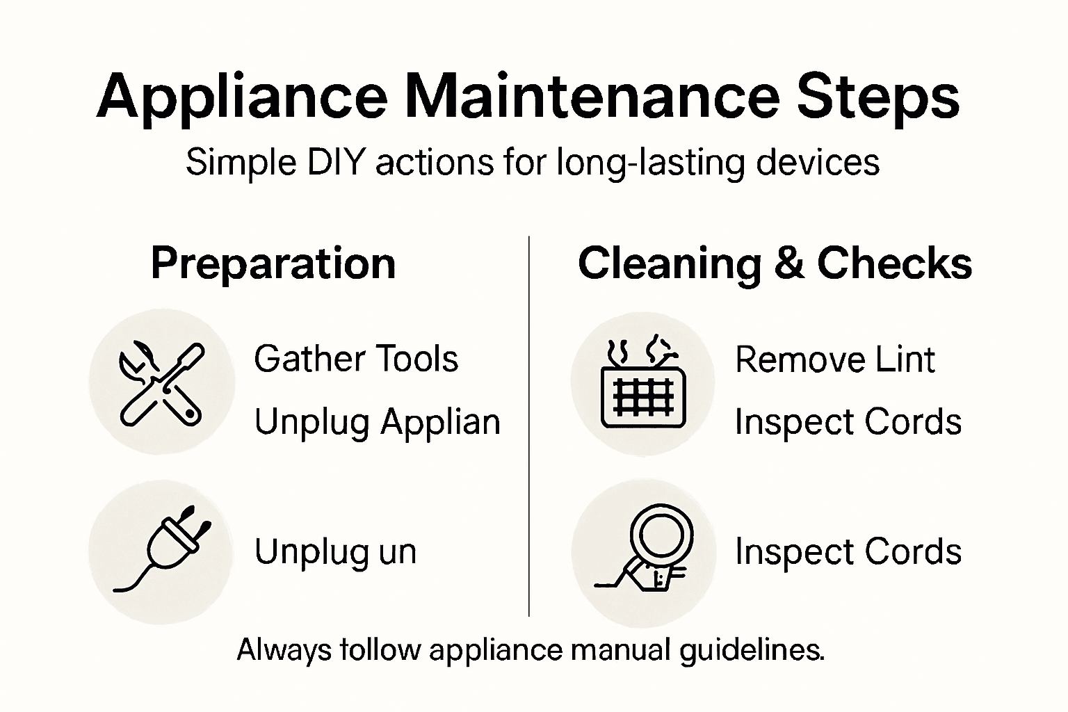 Infographic with appliance maintenance checklist