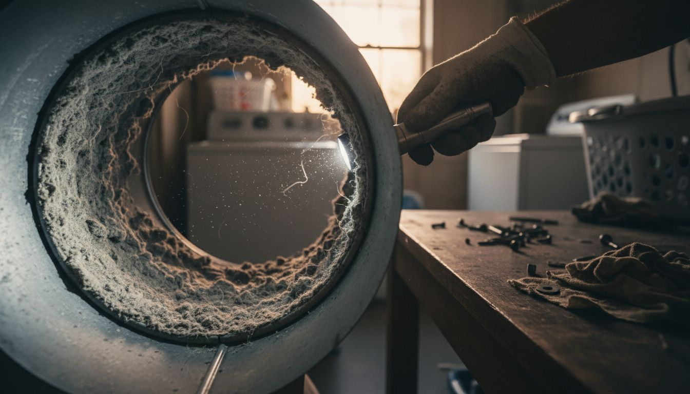 Dryer vent packed with thick lint buildup