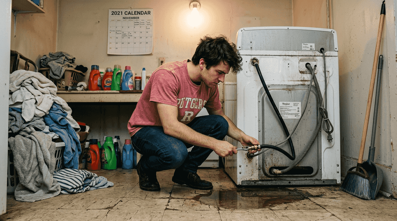 Inspecting washing machine hose for leaks