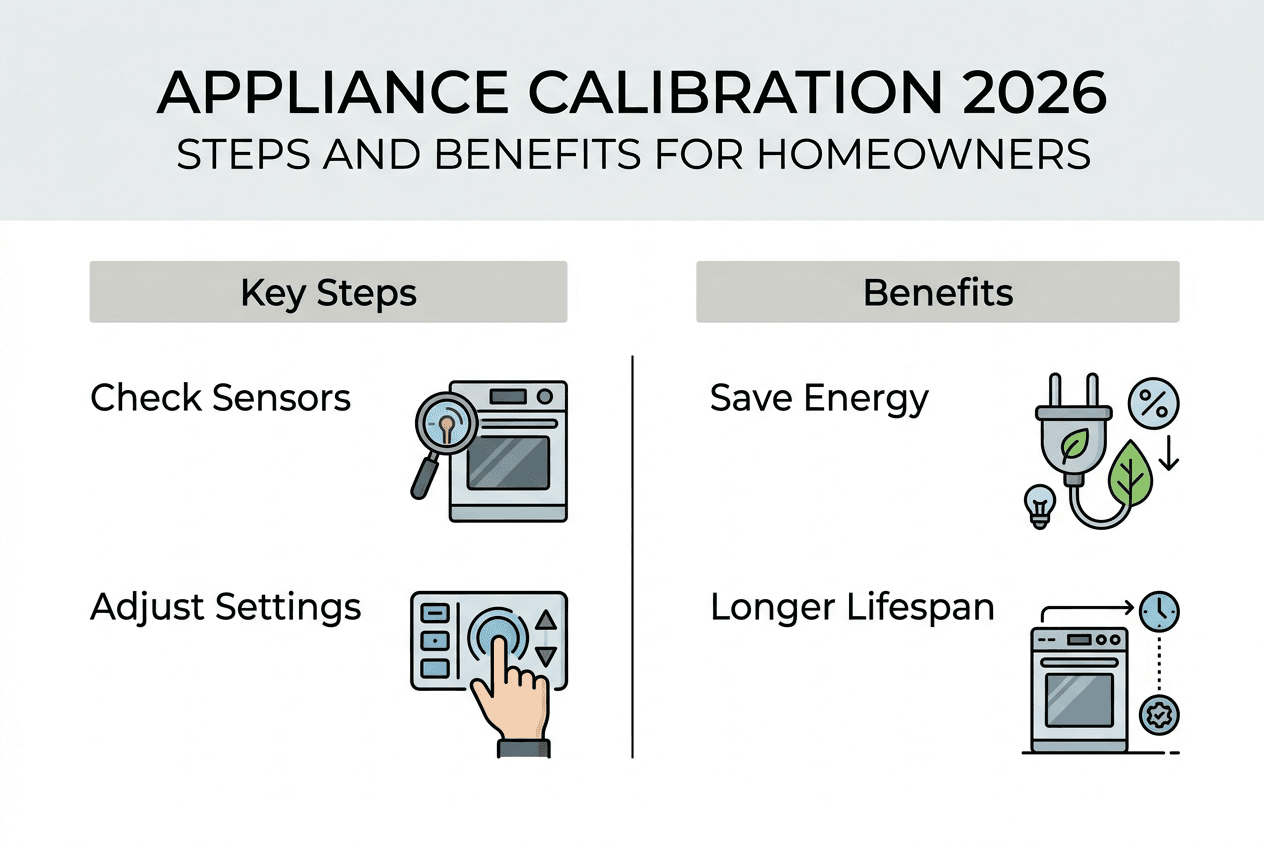 Infographic outlining appliance calibration steps and benefits