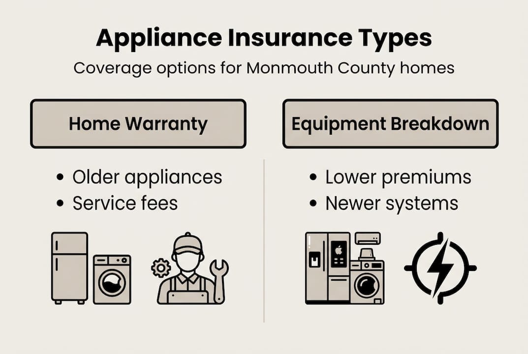 Infographic comparing appliance insurance types