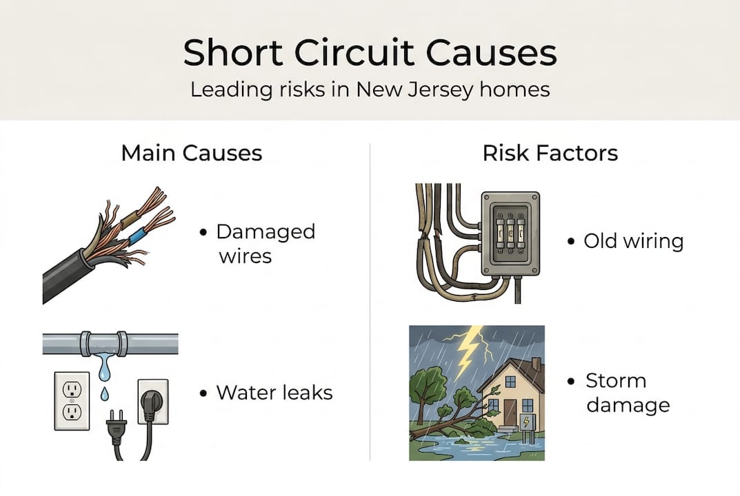 Infographic showing main causes and risks of appliance short circuits