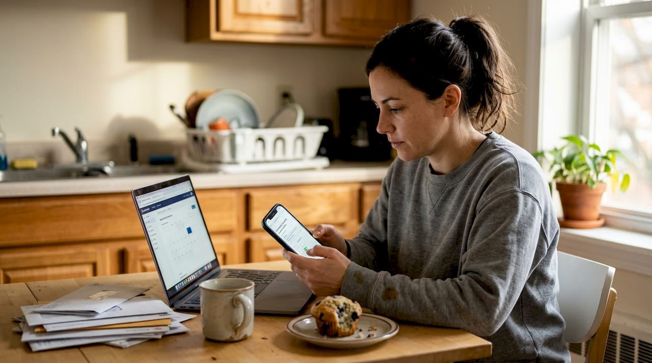 Customer booking appliance repair in kitchen