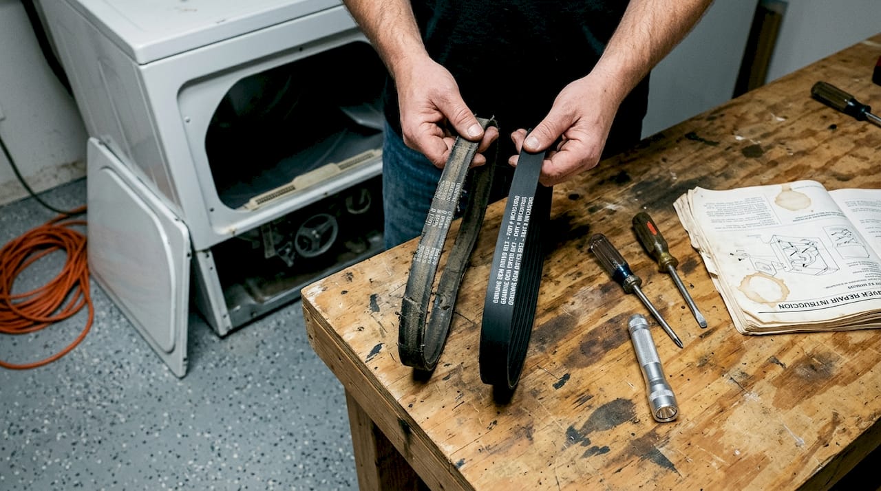 Comparing new and old dryer belts