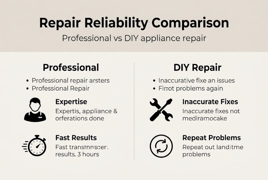 Infographic contrasting professional and DIY repair reliability