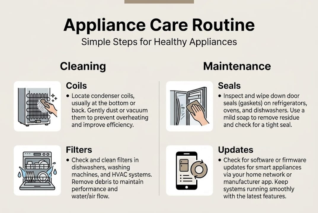 Infographic appliance care routine steps