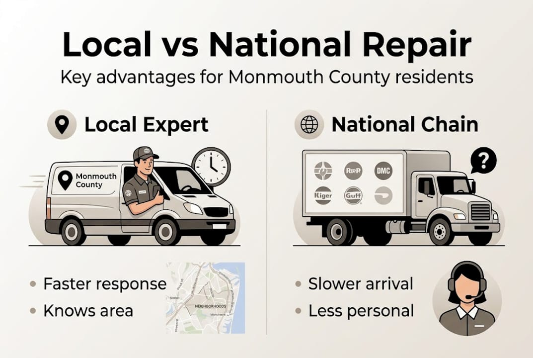 Infographic comparing local and national repair services