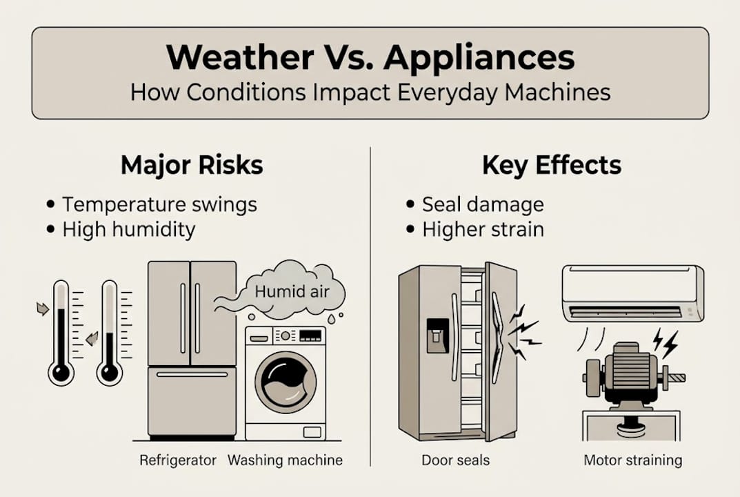 Infographic showing weather risks for appliances
