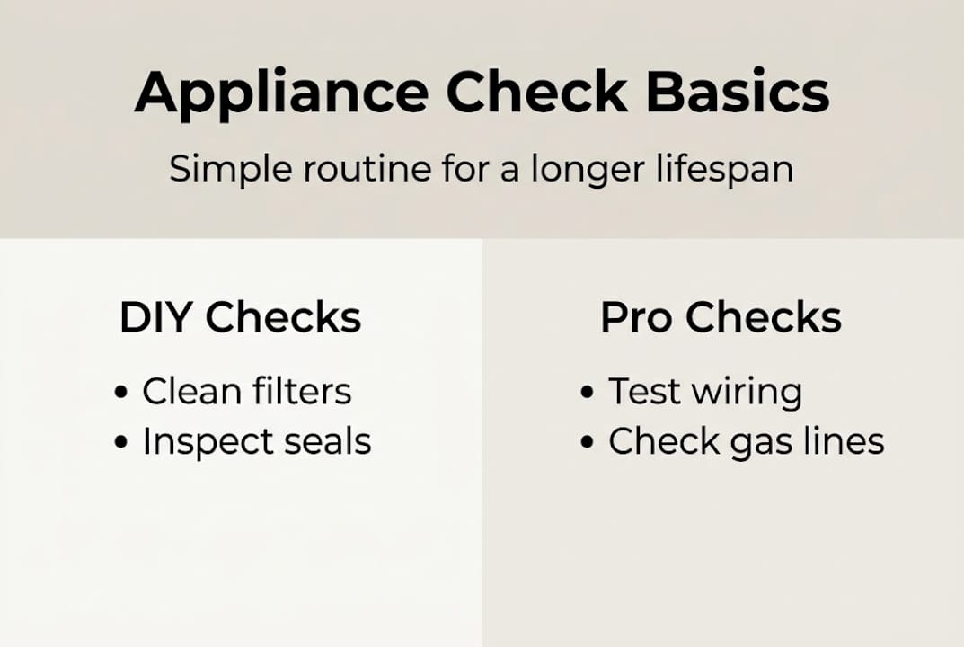 Infographic with DIY and pro appliance check steps