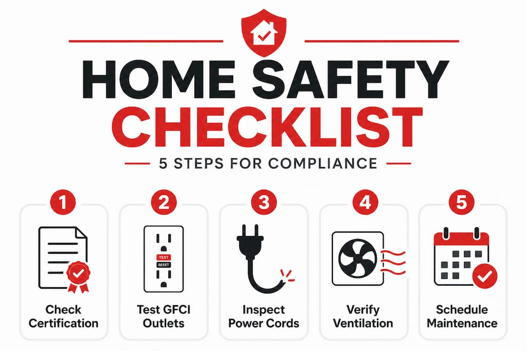 Infographic listing five appliance safety steps