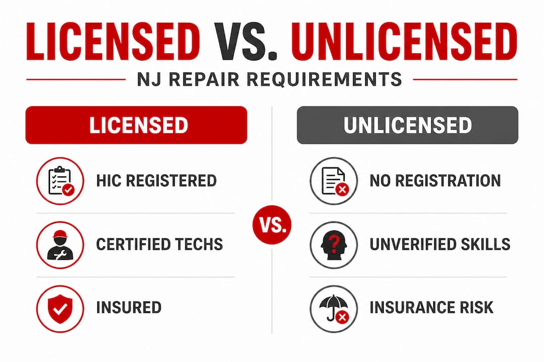 Infographic comparing licensed and unlicensed repair