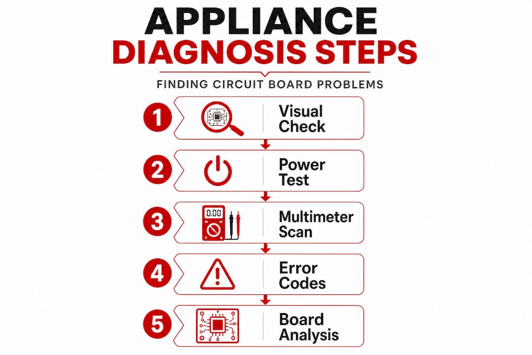 Infographic showing appliance diagnosis workflow