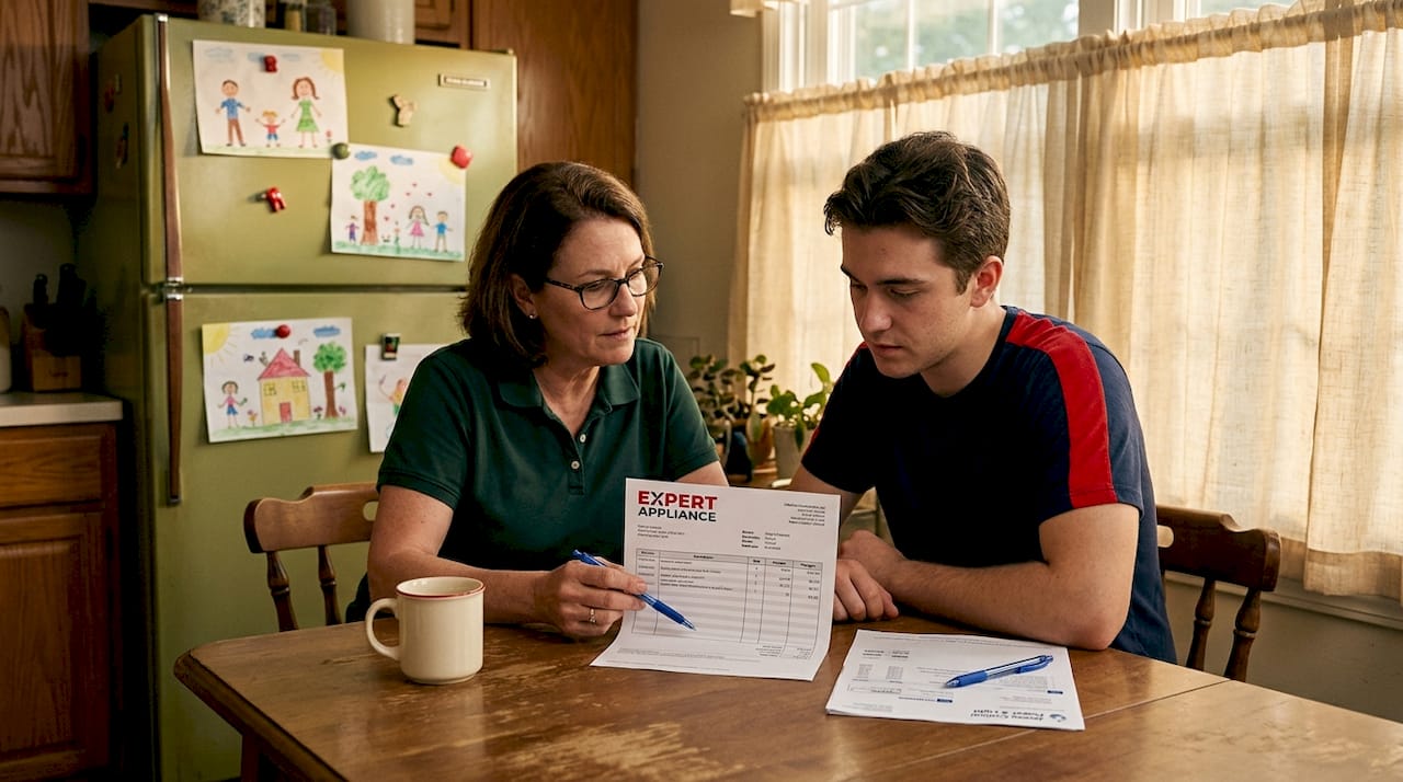 Landlord and renter discuss appliance repair bill