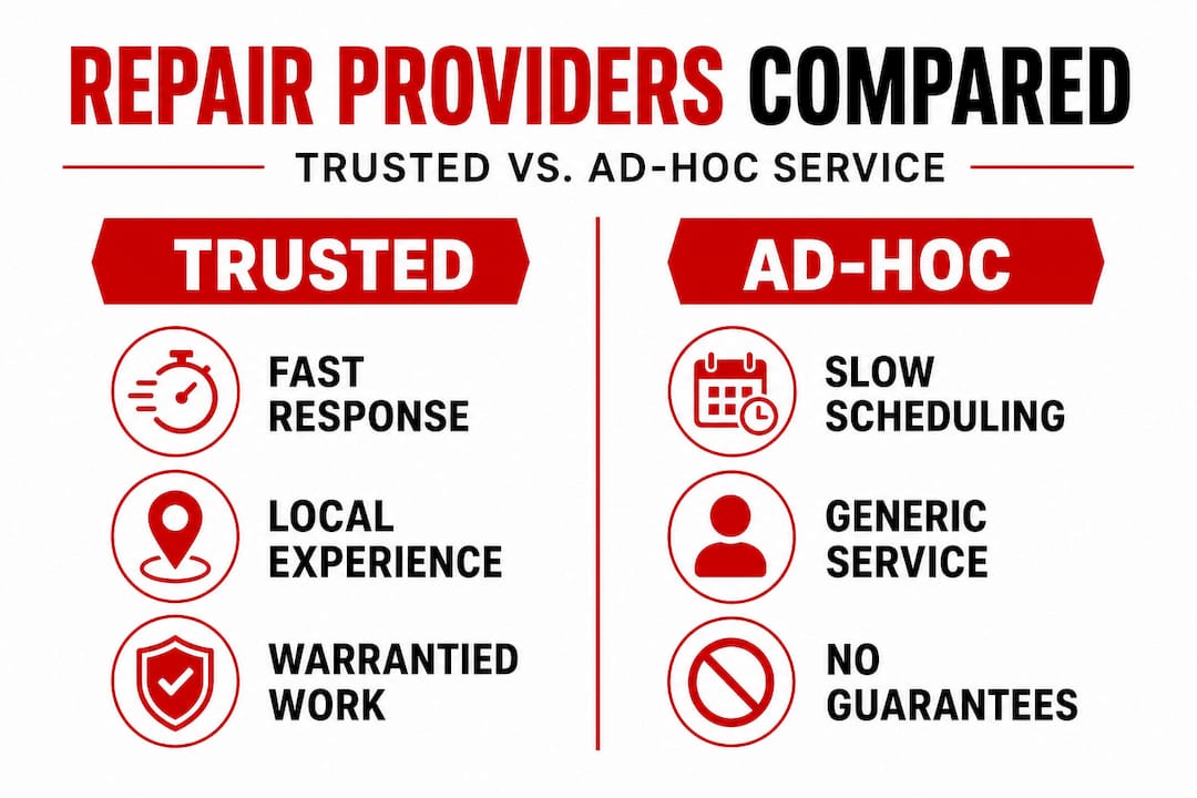 Infographic compares trusted and ad-hoc repair providers