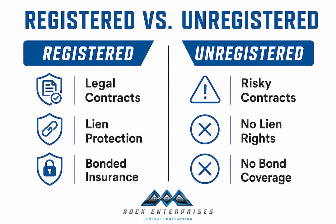 Infographic comparing registered and unregistered contractors