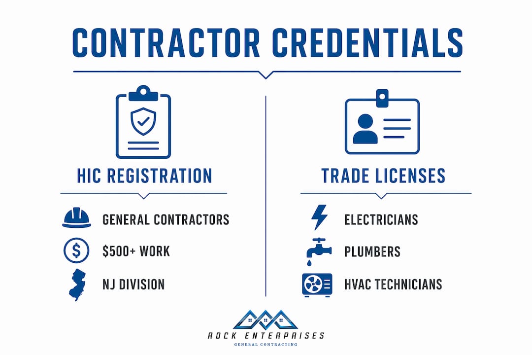 Infographic comparing contractor registration and licenses