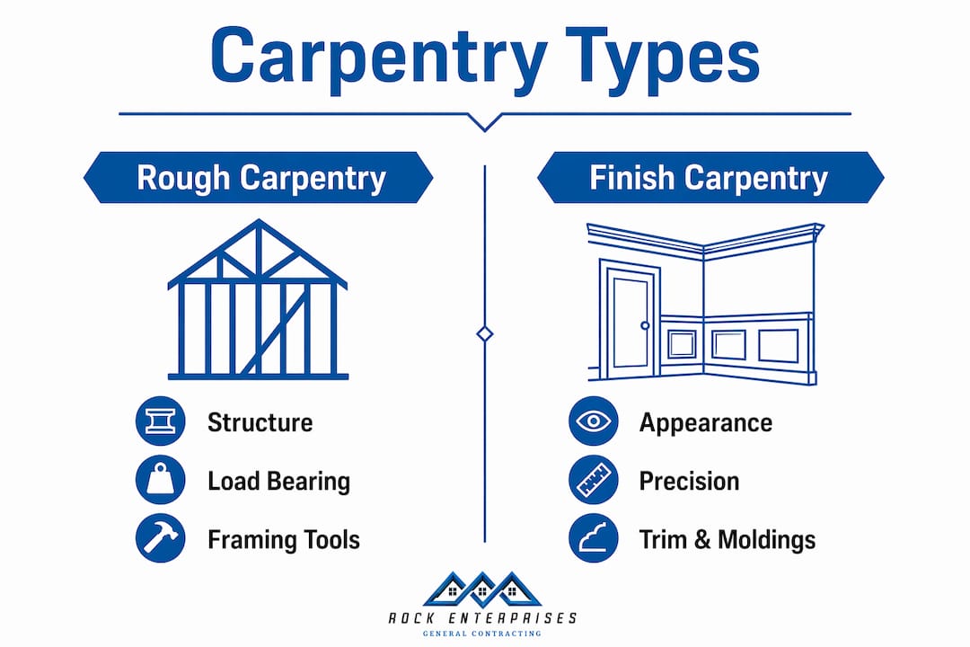 Infographic comparing rough and finish carpentry