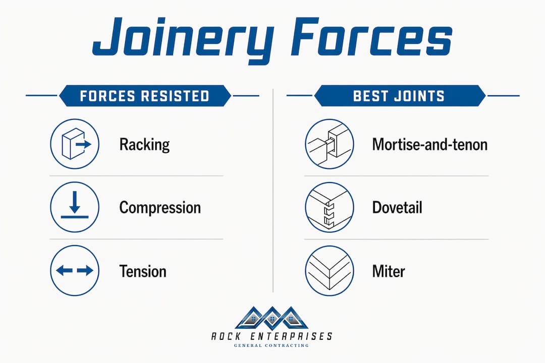 Infographic comparing joinery forces and best joints