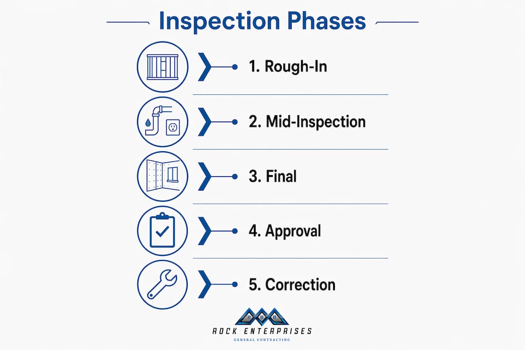 Infographic outlining home renovation inspection phases