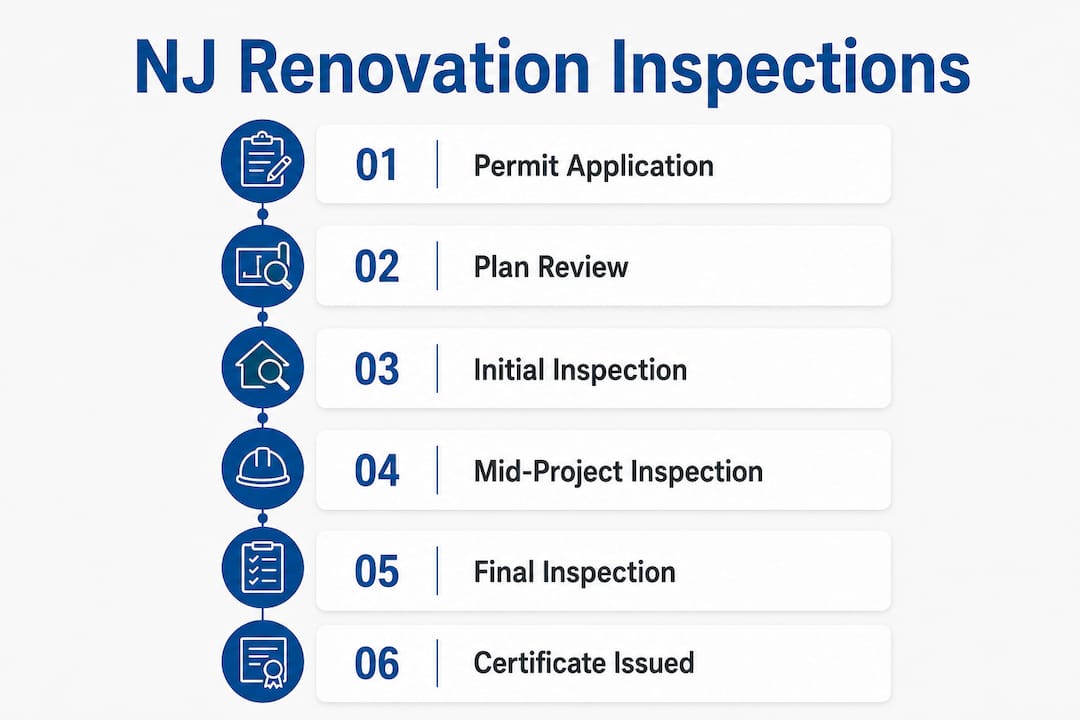 Infographic illustrating stages of NJ renovation inspections