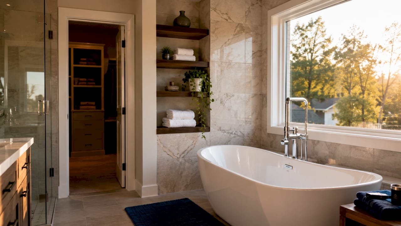 Modern family bathroom with functional layout
