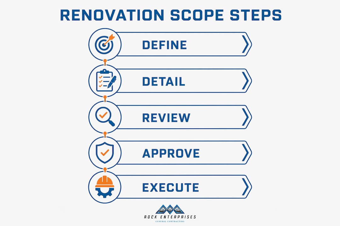 Infographic showing renovation scope steps