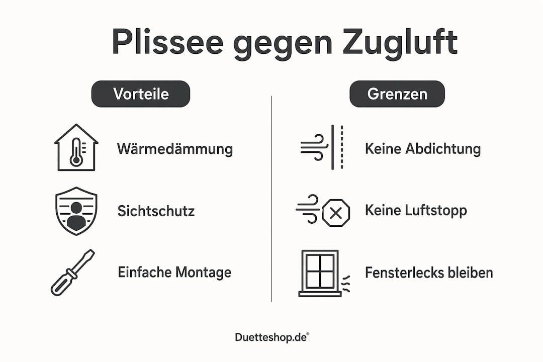 Infografik: Stärken und Schwächen von Plissees auf einen Blick
