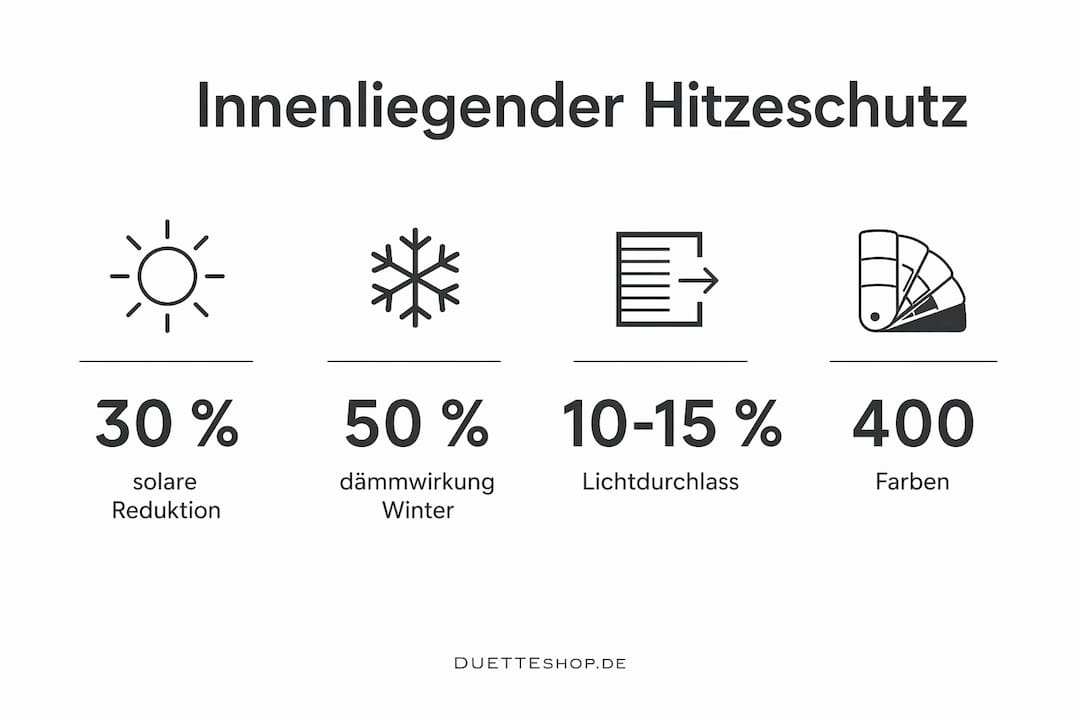 Infografik: Zahlen und Fakten zu den Vorteilen von innenliegendem Hitzeschutz