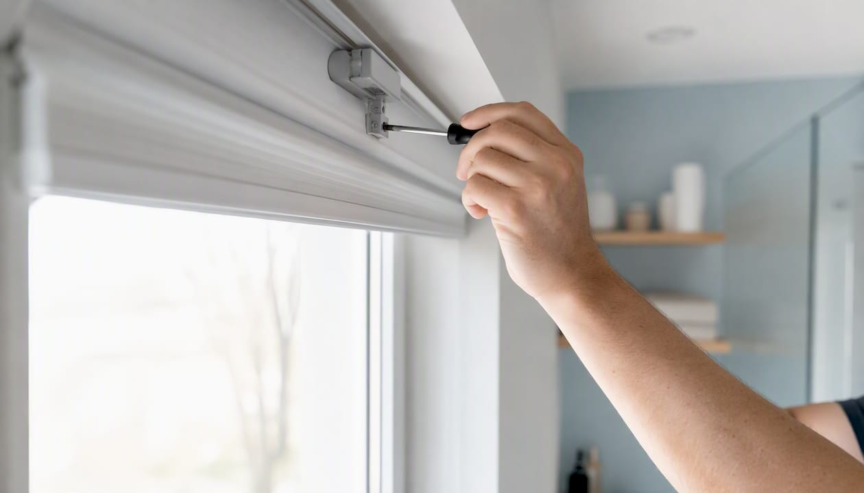Das motorisierte Plissee wurde von Hand direkt am Fensterrahmen angebracht.