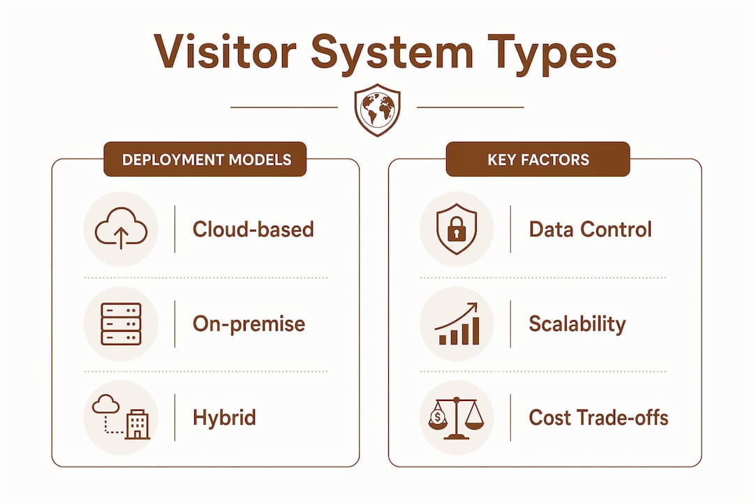 Infographic comparing visitor management system types