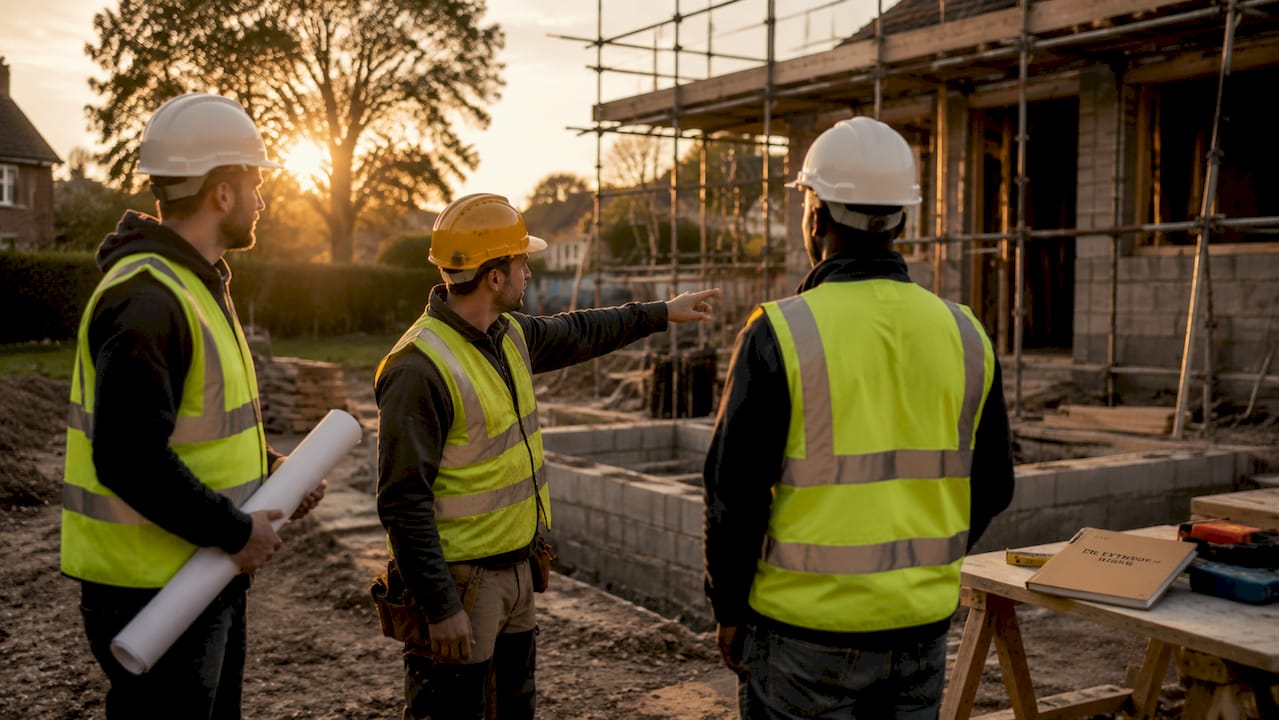 Construction team planning extension work