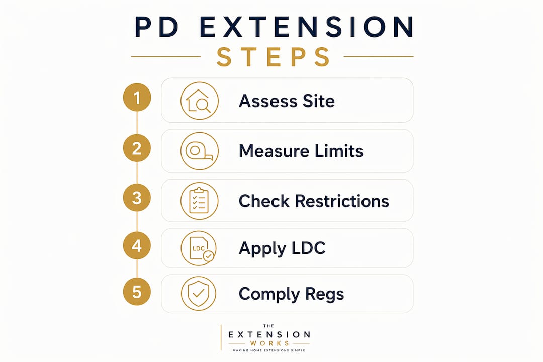 Infographic illustrating permitted development extension steps