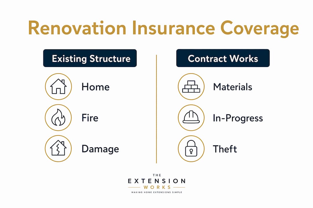 Infographic showing renovation insurance coverage categories