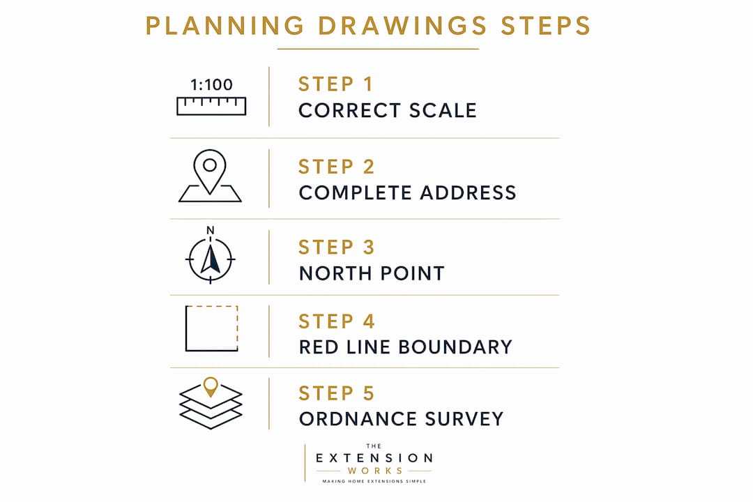 Infographic outlining legal requirements for planning drawings