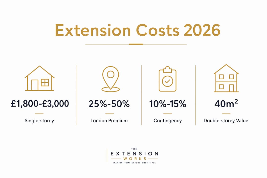 Infographic showing extension cost stats and factors
