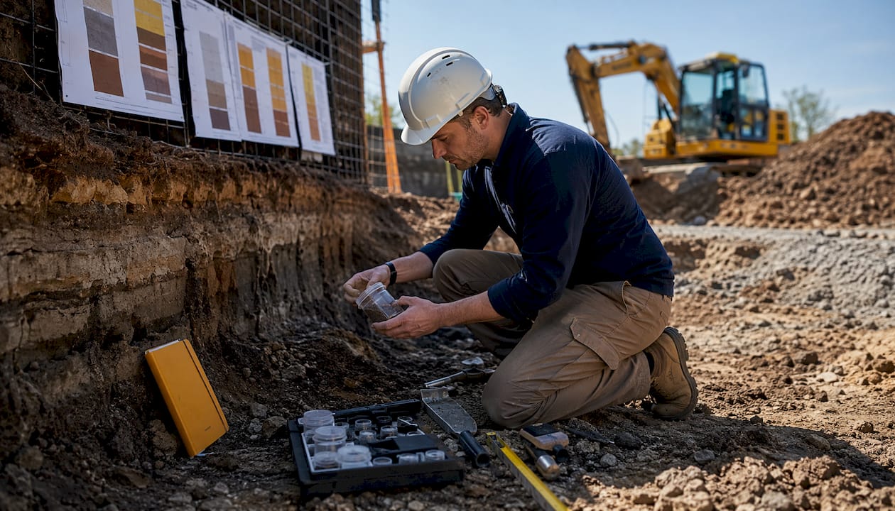 Geotechnical hands holding soil sample