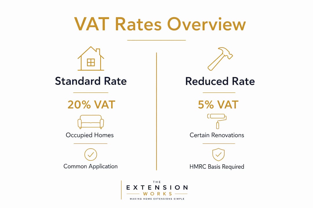 Infographic comparing standard and reduced VAT rates
