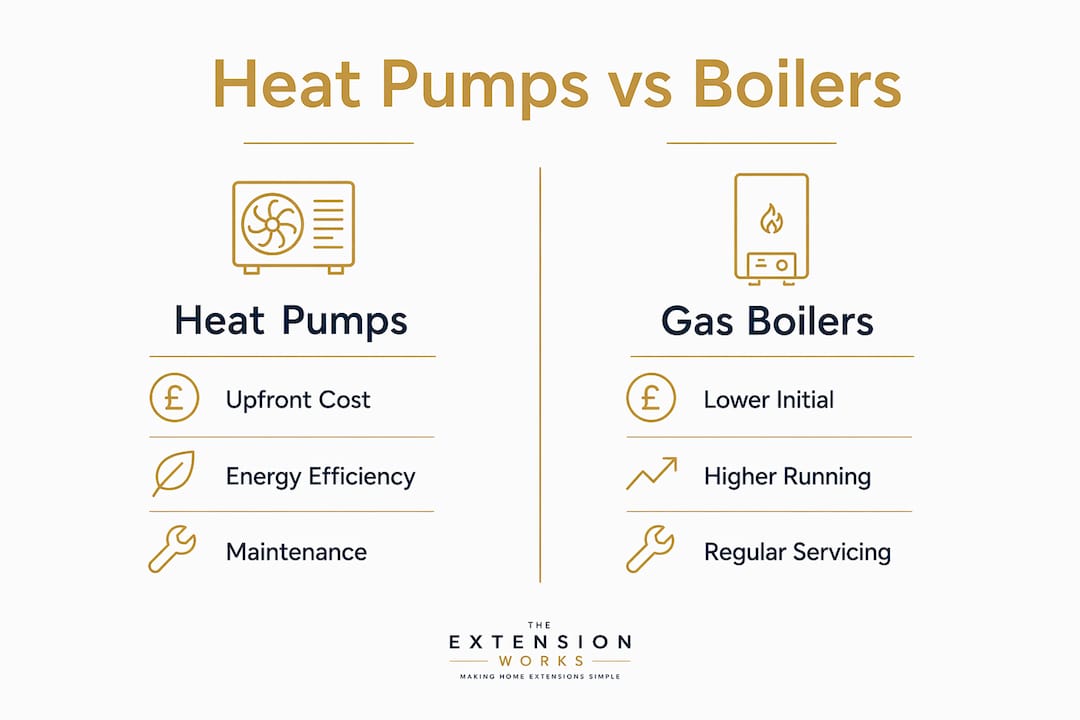 Infographic comparing heat pumps and gas boilers