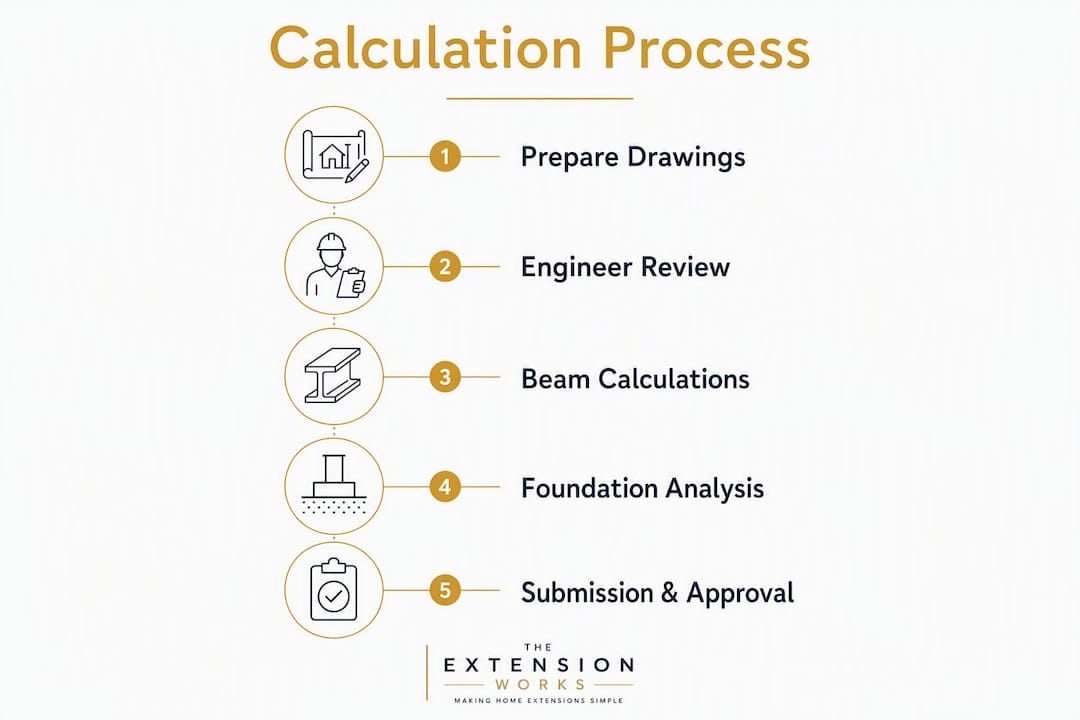 Infographic illustrating structural calculation steps