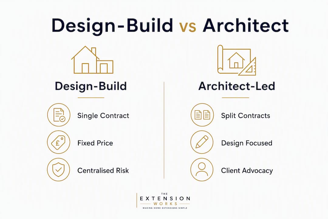 Comparison infographic of design-build and architect-led