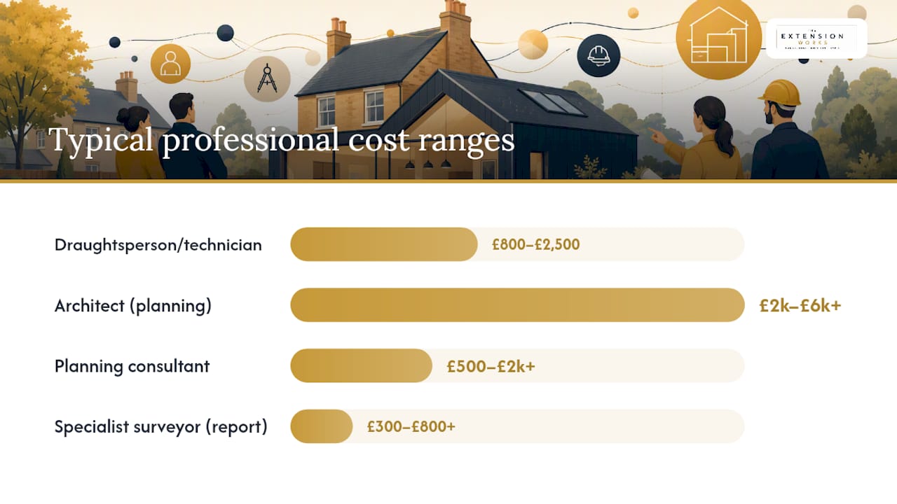 Bar chart showing professional cost ranges for planning
