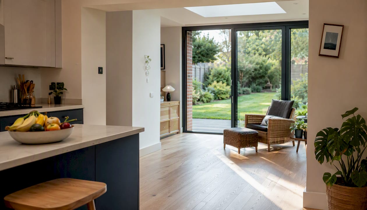 Interior of well-proportioned rear kitchen extension
