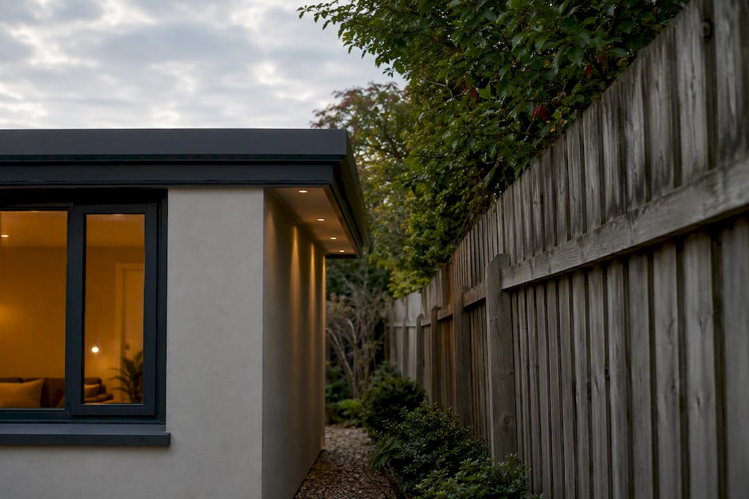 Eaves height of rear extension near boundary fence