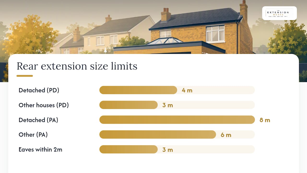 Diagram of rear extension size and height limits