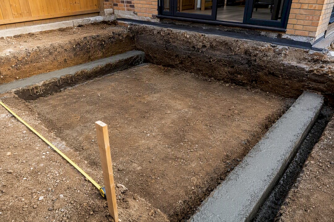 Strip foundation trench for rear extension