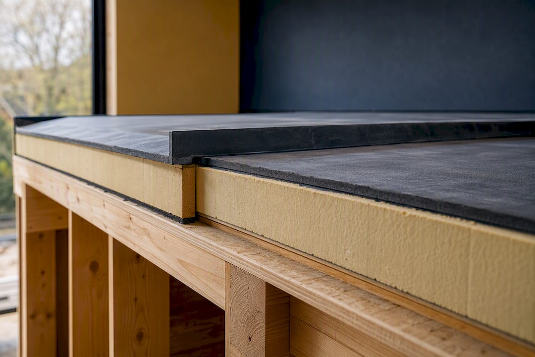 Cutaway showing warm roof insulation layers