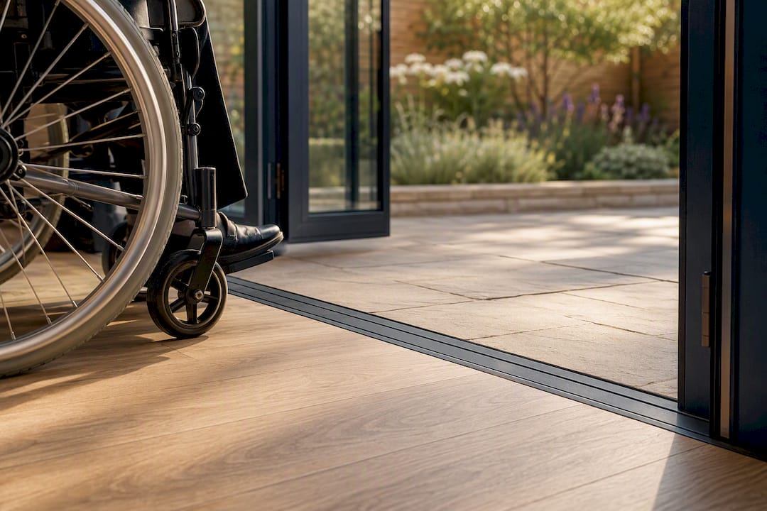Wheelchair crossing level extension threshold